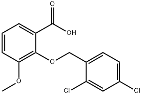 2-[(2,4-dichlorobenzyl)oxy]-3-methoxybenzoic acid Struktur