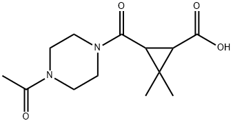 3-[(4-acetylpiperazin-1-yl)carbonyl]-2,2-dimethylcyclopropanecarboxylic acid Struktur