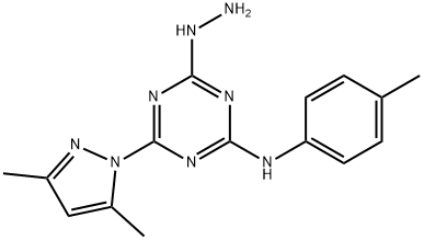 4-(3,5-dimethyl-1H-pyrazol-1-yl)-6-hydrazino-N-(4-methylphenyl)-1,3,5-triazin-2-amine Struktur