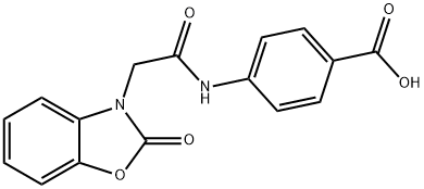 4-{[(2-oxo-1,3-benzoxazol-3(2H)-yl)acetyl]amino}benzoic acid Struktur