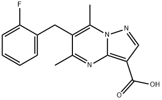 6-(2-fluorobenzyl)-5,7-dimethylpyrazolo[1,5-a]pyrimidine-3-carboxylic acid Struktur