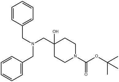 tert-Butyl 4-[(dibenzylamino)methyl]-4-hydroxytetrahydro-1(2H)-pyridinecarboxylate Struktur