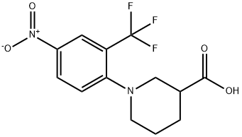 1-[4-Nitro-2-(trifluoromethyl)phenyl]-3-piperidinecarboxylic acid Struktur