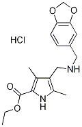 Ethyl 4-{[(1,3-benzodioxol-5-ylmethyl)amino]methyl}-3,5-dimethyl-1H-pyrrole-2-carboxylate HCl Struktur