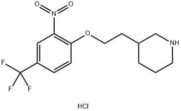 3-{2-[2-Nitro-4-(trifluoromethyl)phenoxy]-ethyl}piperidine hydrochloride Struktur