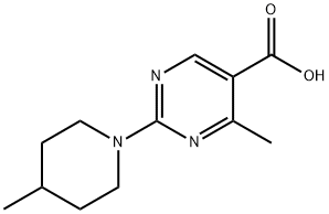 4-Methyl-2-(4-methyl-piperidin-1-yl)-pyrimidine-5-carboxylic acid Struktur