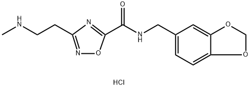 N-(1,3-Benzodioxol-5-ylmethyl)-3-[2-(methylamino)e thyl]-1,2,4-oxadiazole-5-carboxamide hydrochlorid Struktur