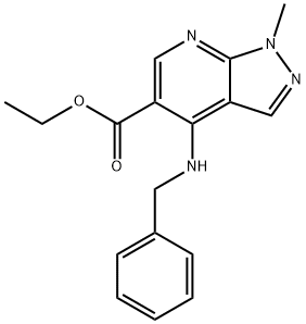 Ethyl 4-(benzylamino)-1-methyl-1H-pyrazolo[3,4-b] pyridine-5-carboxylate Struktur