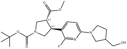 (trans)-1-tert-Butyl 3-methyl 4-(2-fluoro-6-(3-(hy droxymethyl)pyrrolidin-1-yl)pyridin-3-yl)pyrrolid Struktur