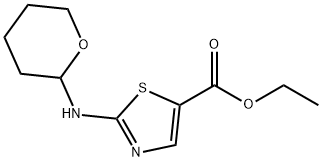 ethyl 2-(tetrahydro-2H-pyran-2-ylamino)-1,3-thiazole-5-carboxylate Struktur