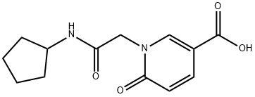 1-[(cyclopentylcarbamoyl)methyl]-6-oxo-1,6-dihydropyridine-3-carboxylic acid Struktur