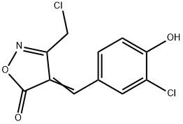 (4E)-4-(3-chloro-4-hydroxybenzylidene)-3-(chloromethyl)isoxazol-5(4H)-one Struktur