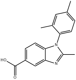 1-(2,4-dimethylphenyl)-2-methyl-1H-benzimidazole-5-carboxylic acid Struktur