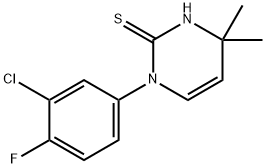 1-(3-chloro-4-fluorophenyl)-4,4-dimethyl-1,4-dihydropyrimidine-2-thiol Struktur