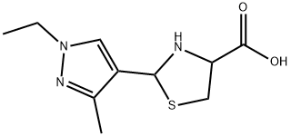 2-(1-ethyl-3-methyl-1H-pyrazol-4-yl)-1,3-thiazolidine-4-carboxylic acid Struktur