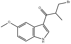 3-bromo-1-(5-methoxy-1H-indol-3-yl)-2-methylpropan-1-one Struktur