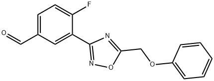 4-fluoro-3-[5-(phenoxymethyl)-1,2,4-oxadiazol-3-yl]benzaldehyde Struktur