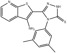 5-(3-aminothieno[2,3-b]pyridin-2-yl)-4-(3,5-dimethylphenyl)-4H-1,2,4-triazole-3-thiol Struktur