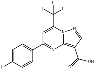 5-(4-fluorophenyl)-7-(trifluoromethyl)pyrazolo[1,5-a]pyrimidine-3-carboxylic acid Struktur