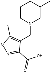 5-methyl-4-[(3-methylpiperidin-1-yl)methyl]isoxazole-3-carboxylic acid Struktur