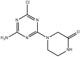 4-(4-Amino-6-chloro-1,3,5-triazin-2-yl)-2-piperazinone Struktur