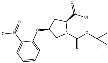 (2S,4S)-1-(tert-Butoxycarbonyl)-4-(2-nitrophenoxy)-2-pyrrolidinecarboxylic acid Struktur