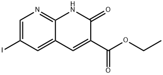 Ethyl 2-hydroxy-6-iodo-1,8-naphthyridine-3-carboxylate Struktur