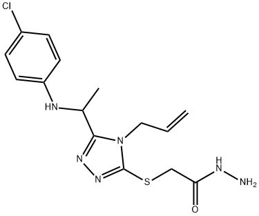 2-[(4-Allyl-5-{1-[(4-chlorophenyl)amino]ethyl}-4H-1,2,4-triazol-3-yl)thio]acetohydrazide Struktur