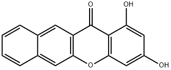 1,3-Dihydroxy-12H-benzo[b]xanthen-12-one Struktur