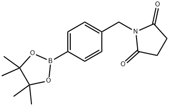 1-[4-(4,4,5,5-Tetramethyl-[1,3,2]dioxaborolan-2-yl)-benzyl]-pyrrolidine-2,5-dione Struktur