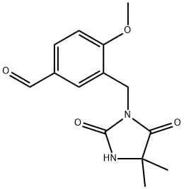 3-[(4,4-dimethyl-2,5-dioxoimidazolidin-1-yl)methyl]-4-methoxybenzaldehyde Struktur