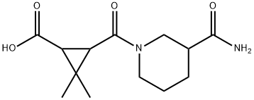 3-{[3-(aminocarbonyl)piperidin-1-yl]carbonyl}-2,2-dimethylcyclopropanecarboxylic acid Struktur