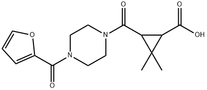 3-{[4-(2-furoyl)piperazin-1-yl]carbonyl}-2,2-dimethylcyclopropanecarboxylic acid Struktur