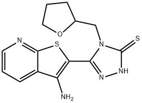 5-(3-aminothieno[2,3-b]pyridin-2-yl)-4-(tetrahydrofuran-2-ylmethyl)-4H-1,2,4-triazole-3-thiol Struktur