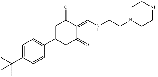 5-(4-tert-butylphenyl)-2-[(2-piperazin-1-ylethylamino)methylidene]cyclohexane-1,3-dione Struktur