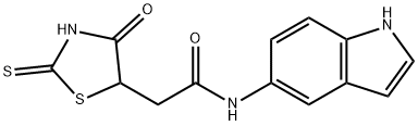 N-1H-indol-5-yl-2-(2-mercapto-4-oxo-4,5-dihydro-1,3-thiazol-5-yl)acetamide Struktur