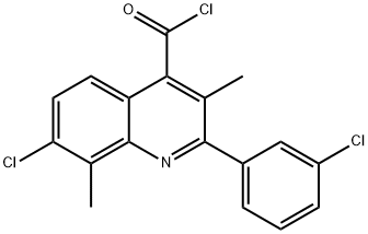 7-chloro-2-(3-chlorophenyl)-3,8-dimethylquinoline-4-carbonyl chloride Struktur