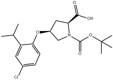 (2S,4S)-1-(tert-Butoxycarbonyl)-4-(4-chloro-2-isopropylphenoxy)-2-pyrrolidinecarboxylic acid Struktur