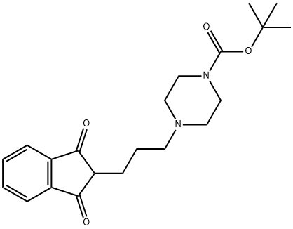 4-[3-(1,3-Dioxo-indan-2-yl)-propyl]-piperazine-1-carboxylic acid tert-butyl ester Struktur