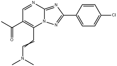 1-{2-(4-Chlorophenyl)-7-[(E)-2-(dimethylamino)viny l][1,2,4]triazolo[1,5-a]pyrimidin-6-yl}ethanone Struktur