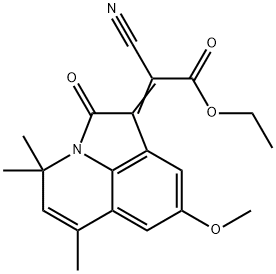 Ethyl (2Z)-cyano(8-methoxy-4,4,6-trimethyl-2-oxo-4H-pyrrolo[3,2,1-ij]quinolin-1(2H)-ylidene)acetate Struktur