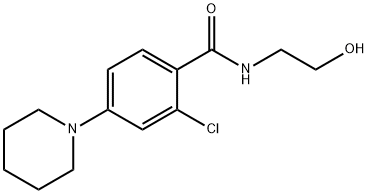 2-chloro-N-(2-hydroxyethyl)-4-piperidinobenzenecarboxamide Struktur