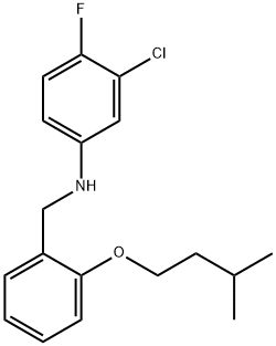 3-Chloro-4-fluoro-N-[2-(isopentyloxy)benzyl]-aniline Struktur