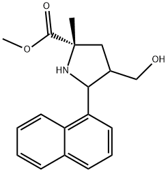 Methyl 4-(hydroxymethyl)-2-methyl-5-(1-naphthyl)-pyrrolidine-2-carboxylate Struktur