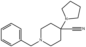 1-benzyl-4-pyrrolidin-1-ylpiperidine-4-carbonitrile Struktur