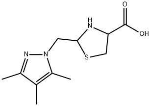 2-[(3,4,5-trimethyl-1H-pyrazol-1-yl)methyl]-1,3-thiazolidine-4-carboxylic acid Struktur