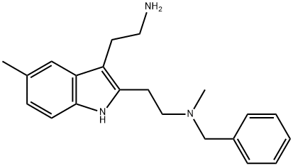 2-[3-(2-aminoethyl)-5-methyl-1H-indol-2-yl]-N-benzyl-N-methylethanamine Struktur