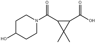 3-[(4-hydroxypiperidin-1-yl)carbonyl]-2,2-dimethylcyclopropanecarboxylic acid Struktur