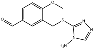 3-{[(4-amino-4H-1,2,4-triazol-3-yl)thio]methyl}-4-methoxybenzaldehyde Struktur