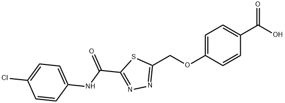 4-[(5-{[(4-chlorophenyl)amino]carbonyl}-1,3,4-thiadiazol-2-yl)methoxy]benzoic acid Struktur